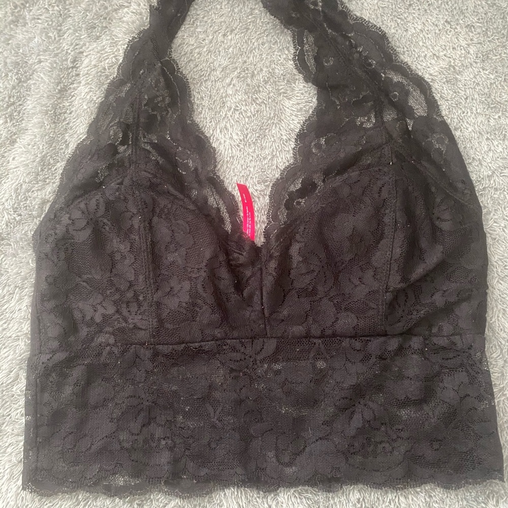 Black lace halter bralette